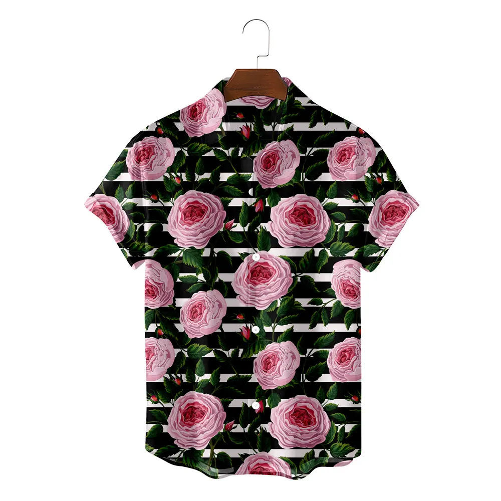 

Summer Cosy Men Hawaiian Shirt Fashion Summer Beach Colorful Flower Blusas Camisa Masculina Ropa Hombre Button Up Blouses