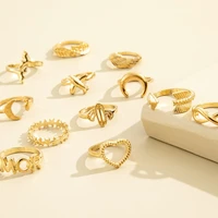 12pcslot vintage gold silver color ring set for women heart wing punk gothic rings for teens fashion jewelry gift accessories