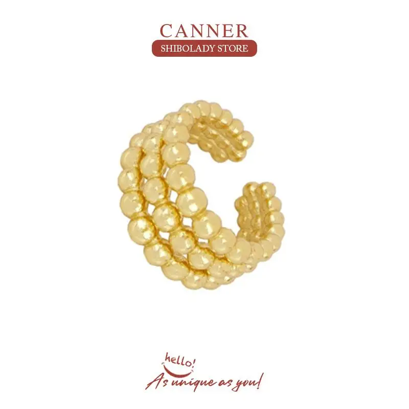 

CANNER Golden Beads Earrings Silver 925 Earring For Women Ear Clip Cartilage 18K Gold No Piercing Fine Jewelry Wedding Party