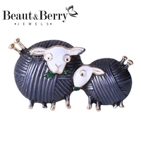 beautberry cute eating grass couple sheep brooches enamel 4 color animal party casual brooch pins gifts