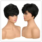 Женский короткий парик SuQ, синтетические натуральные волосы для косплея, прямые черные термостойкие парики для женщин