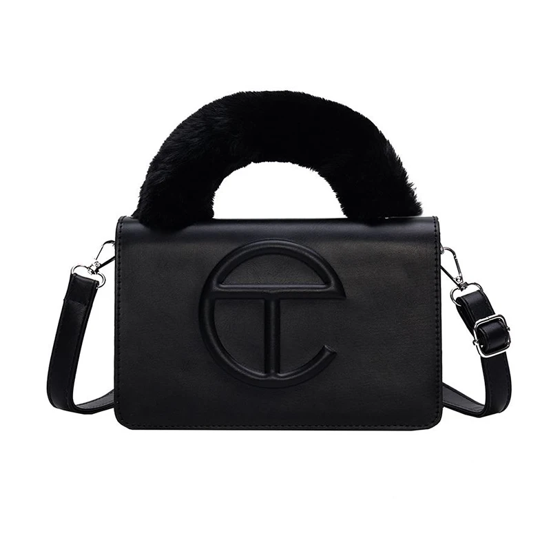

new fashion for 2022 rabbit hair cross-body bag Woman's handbag letter crossbody bag