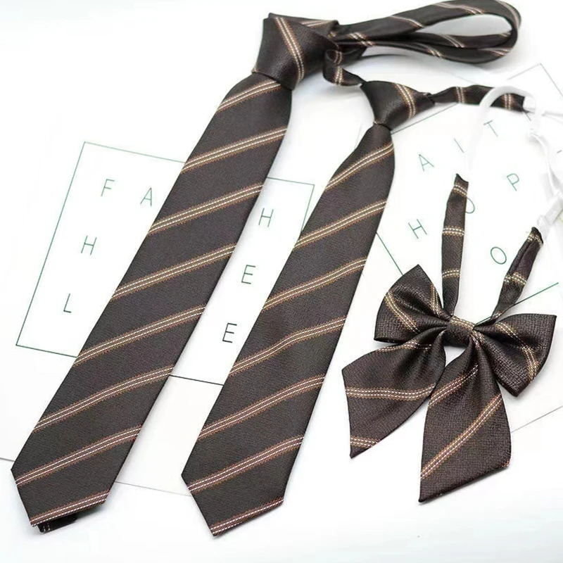 

2022 Brown Strip JK Uniform Bow Tie Japanese/Korean School Uniform Accessory Bow-knot Tie Design Knot Cravat Necktie Adjustable