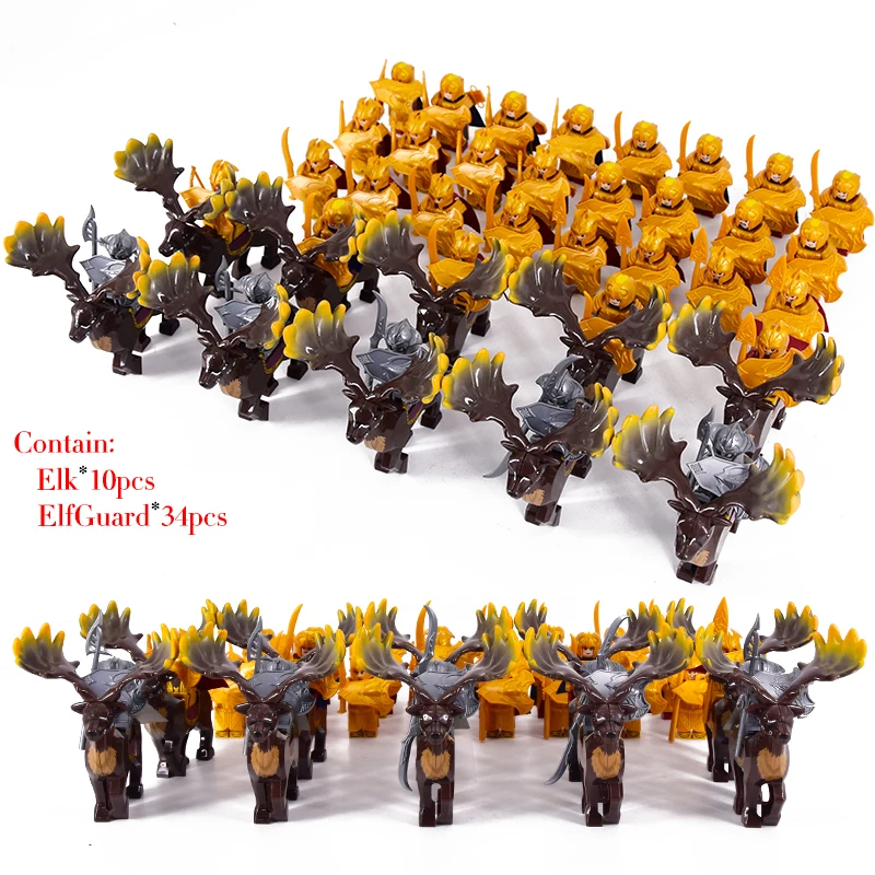 

21pcs/lot The Elves Soldier Orcs Army Figures LOTR Armor Guard Warrior Archer Medieval Knights Building Blocks Bricks toys gift