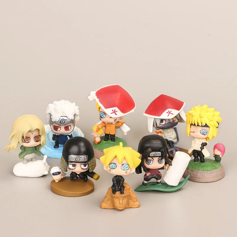 

8 Pcs/set Naruto Anime Figure Collection Cute Action Doll Gift Mini Kawaii Q Version Figma GK Model 4-6cm PVC Children Toys