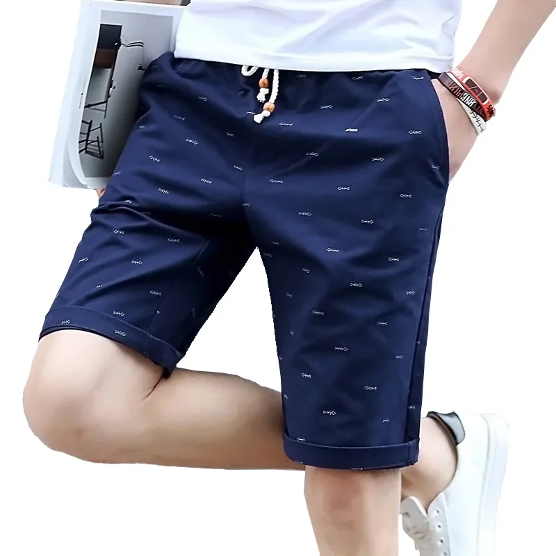 Casual Brand Men Shorts Summer Breathable Shorts Man Fish Bones Printing Casual Shorts Male