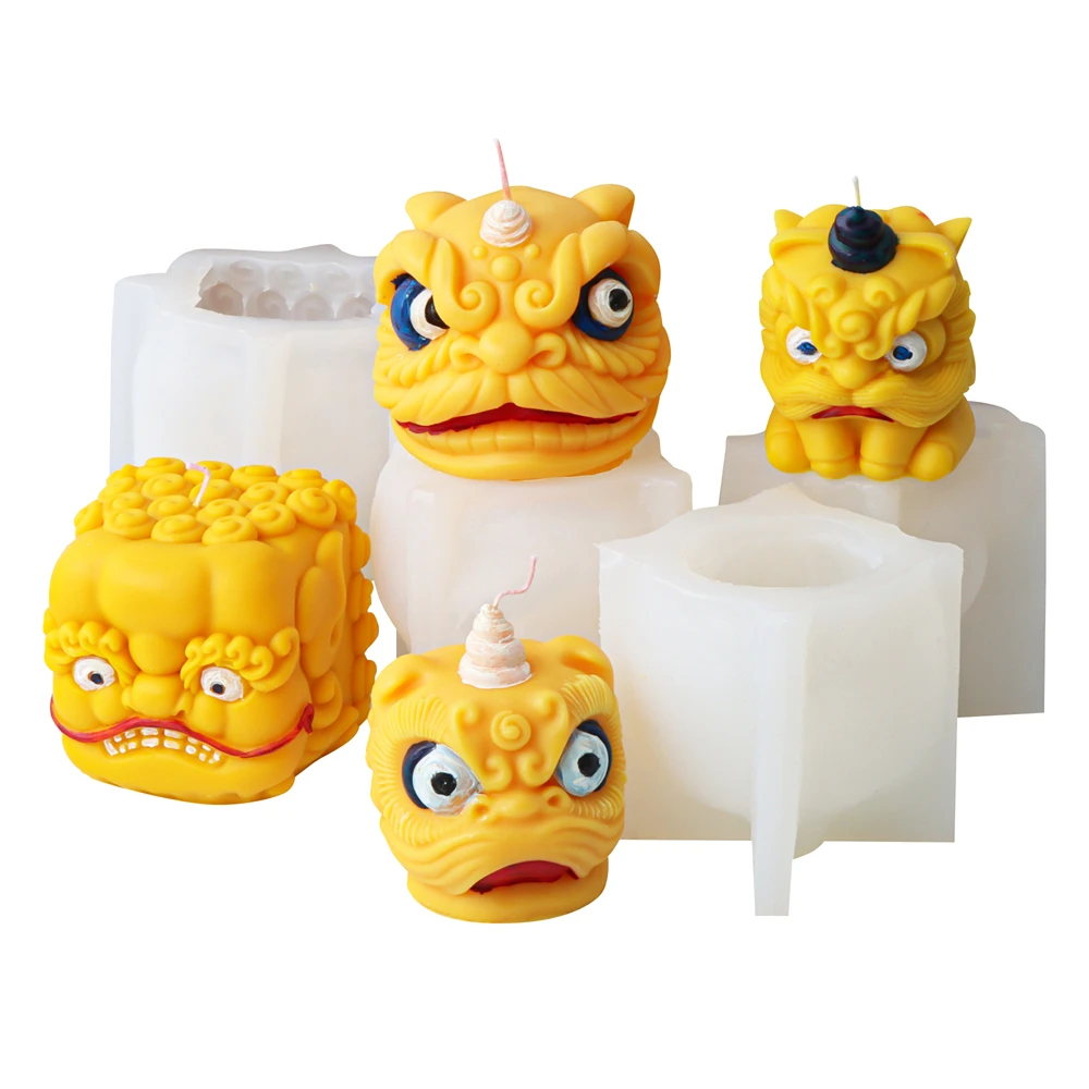 Новая силиконовая форма в виде квадратной головы льва свечи ручной работы