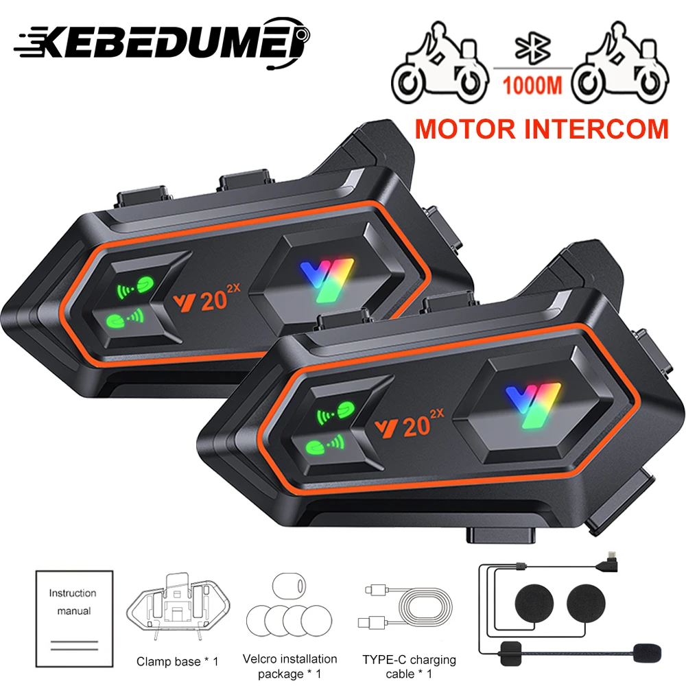 

Bluetooth-гарнитура для мотоциклетного шлема, 1000 м, 1/2 шт.