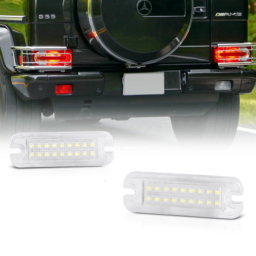 

2PCS Error Free CAN-bus Xenon White Full LED Car License Number Plate Lights For 1990-2012 Mercedes-Benz W463 G500 G550 G55 AMG