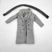 16 scale grey korean windbreaker with scarf fashion coat model for 12in action figure doll accessory