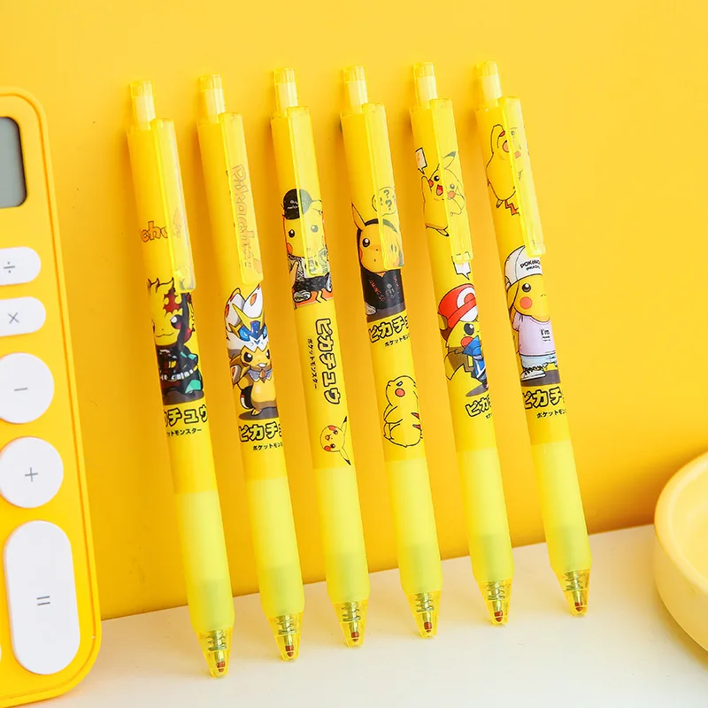

6 Pcs Kawaii Pokemon Cartoon Gel Pen Cute Pikachu Creative Roller Ball Pen Signature Pen Portable Multifunctional Stationery