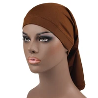 new hair bonnet dredlocks cap solid color stretch inner hijab underscarf female headscarf wraps turban instant hats