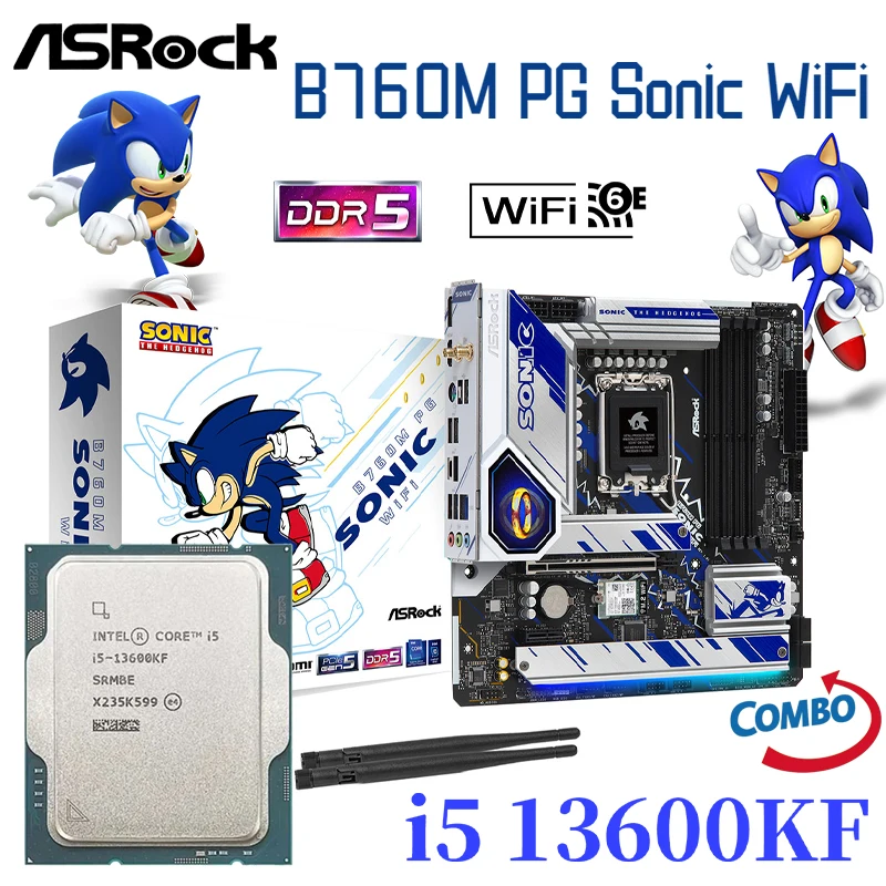 

ASRock B760M PG SONIC WiFi LGA 1700 Motherboard + Intel Core i5 13600KF CPU Set Support DDR5 128GB 7200MHz Desktop Mainboard New