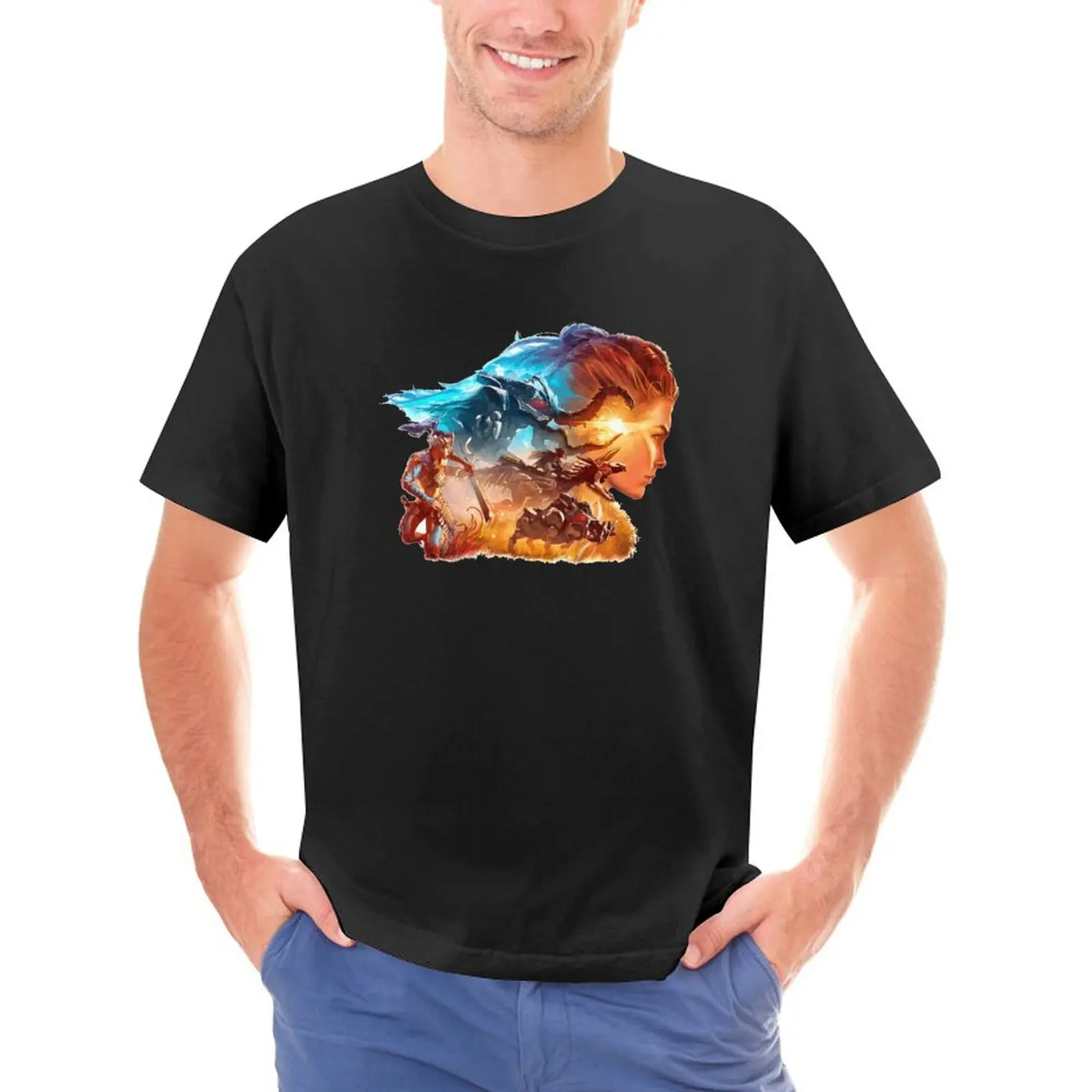 

Aloy Sun Hawk T Shirt Horizon Forbidden West Trending Cotton T-Shirt Crewneck Pattern Tops Mens Graphic Original Clothes