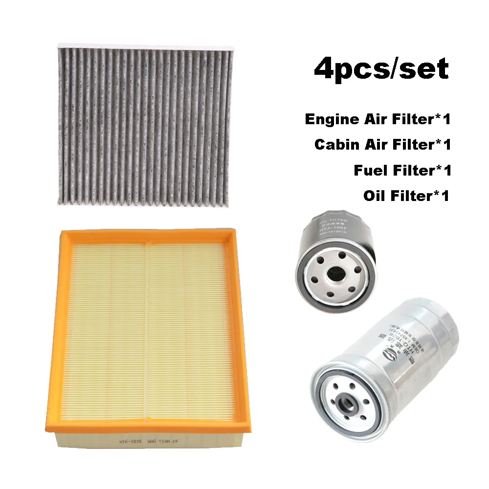 

Набор фильтров из 4 шт. для DFM Dongfeng Rich 6 DF6 2.5T-Diesel 2018 2019 2020 ZD25T5, комплект воздушного фильтра моторного масла, аксессуары для пикапа