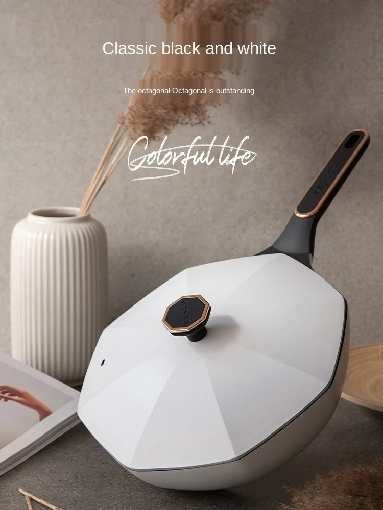 Светящаяся антипригарная восьмиугольная сковорода бытовая плоская газовая