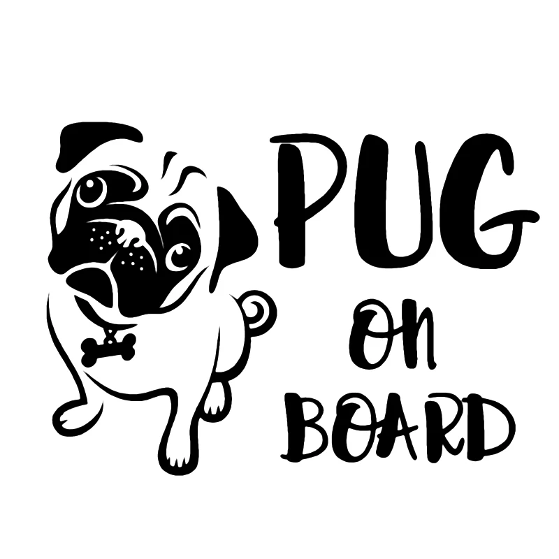 Высекающая виниловая наклейка мопса на борту Автомобильная водонепроницаемые