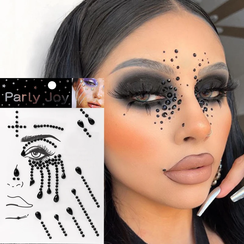 

3D Waterproof Tattoo Stickers Face Jewelry Self Adhesive Color Crystal Diamond DIY Eyes Face Body Makeup Art Decorations 1PC
