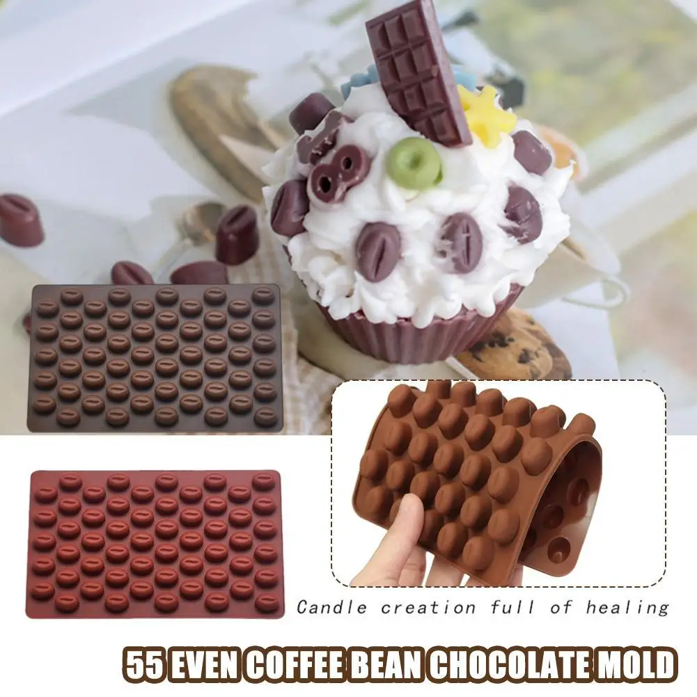 

2023 New Product 55 Coffee Beans Chocolate Mold Diy Baking Tools Creative Drip Mold Jelly Pudding Mold