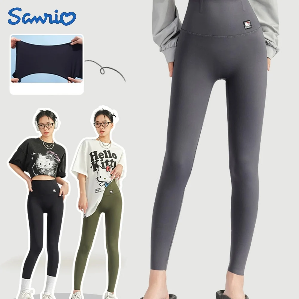 

Kawaii Hello Kitty Shark Pants Leggings High Waist Raised Hips Stretch Outwear Sports Yoga Pants Ultrathin Breathable Girls