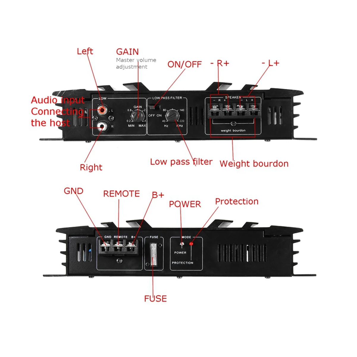 C-236 3800 Вт автомобильный усилитель 2-канальный Черный стерео мощности из