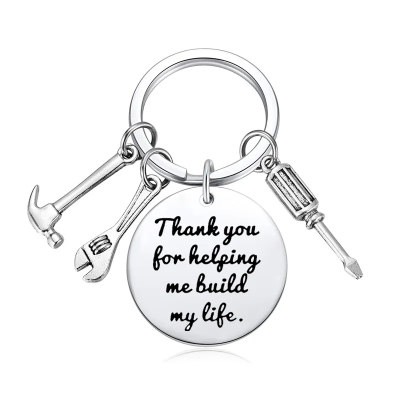 

Help Me Buliding My Life Dad Grandpa Father Stainless Steel Keyring Key Chain Women Jewelry Accessories Pendant Gifts Fashion