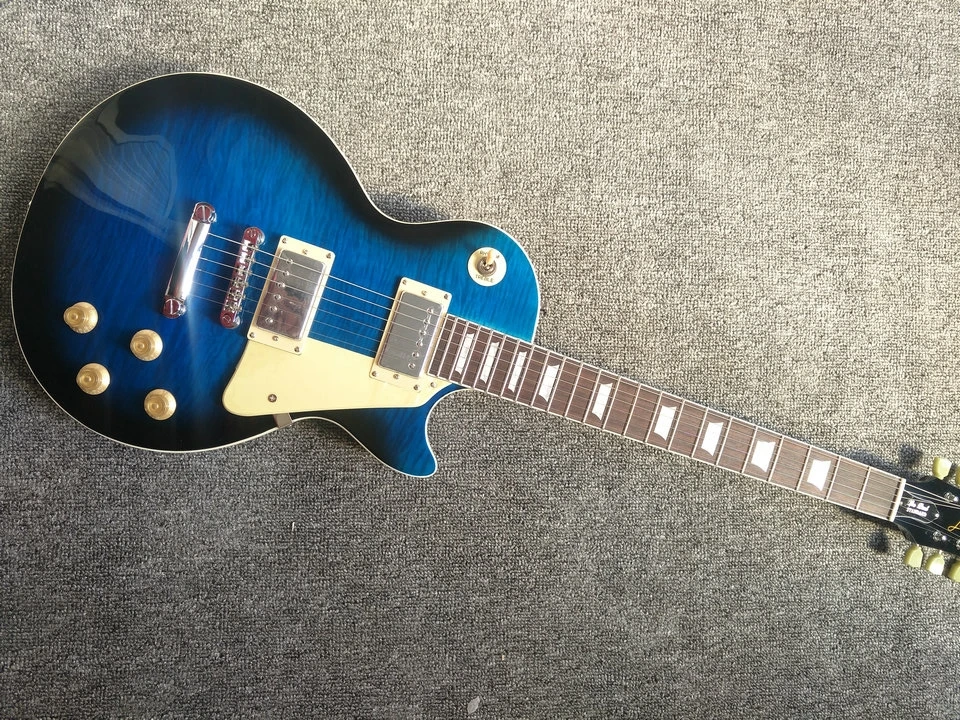 

Custom LP Electric Guitar Mahogany Body Rosewood Fingerboard Chrome Hardware Blueburst Gloss Finish