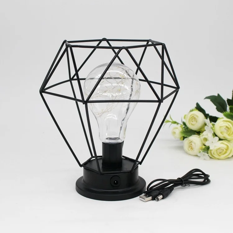 Простая Скандинавская настольная лампа из медной проволоки в виде сердца для