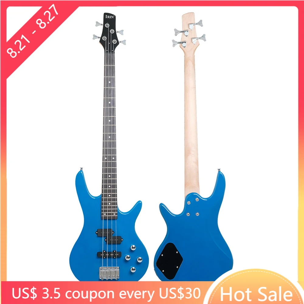 

4 String Electric Bass Guitar 24 Frets Maple Body Sky Blue Bass Guitar Stringed Musical Instrument With Wrenches Accessories