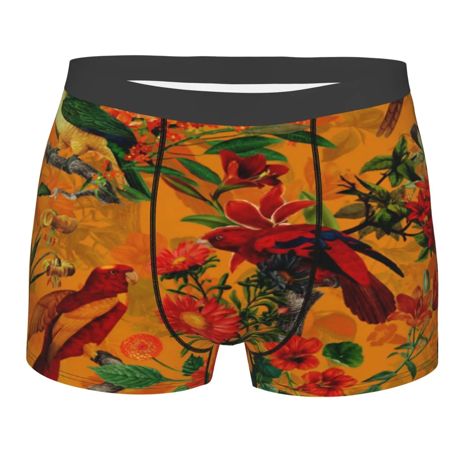 

Orange Tropical Bird Jungle Garden 4 Boxer Briefs Men Pack Panties And Panties Strap On Gay Boxer Polyester Men Teen Boy Men's