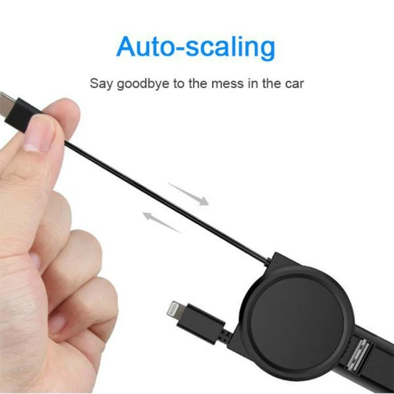 

4in1 Car Folding Retractable USB Charger Fast Charging QC Phone Charger Adapter For iPhone 12 11 Pro Max 6-8 Xiaomi Redmi Huawei