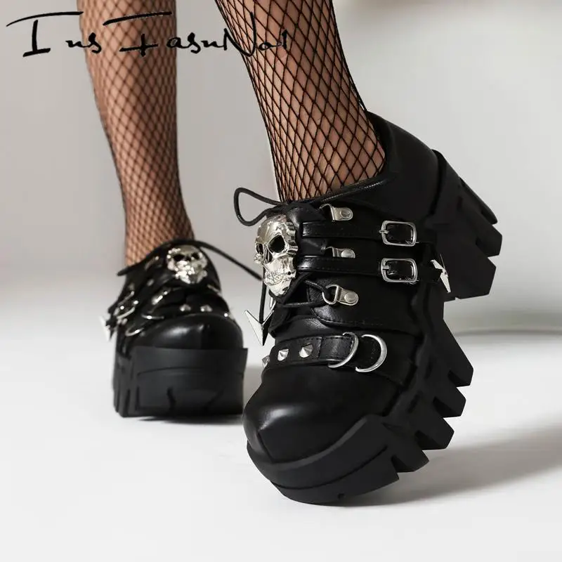 Женские туфли-лодочки на толстой подошве и высокой платформе большие размеры