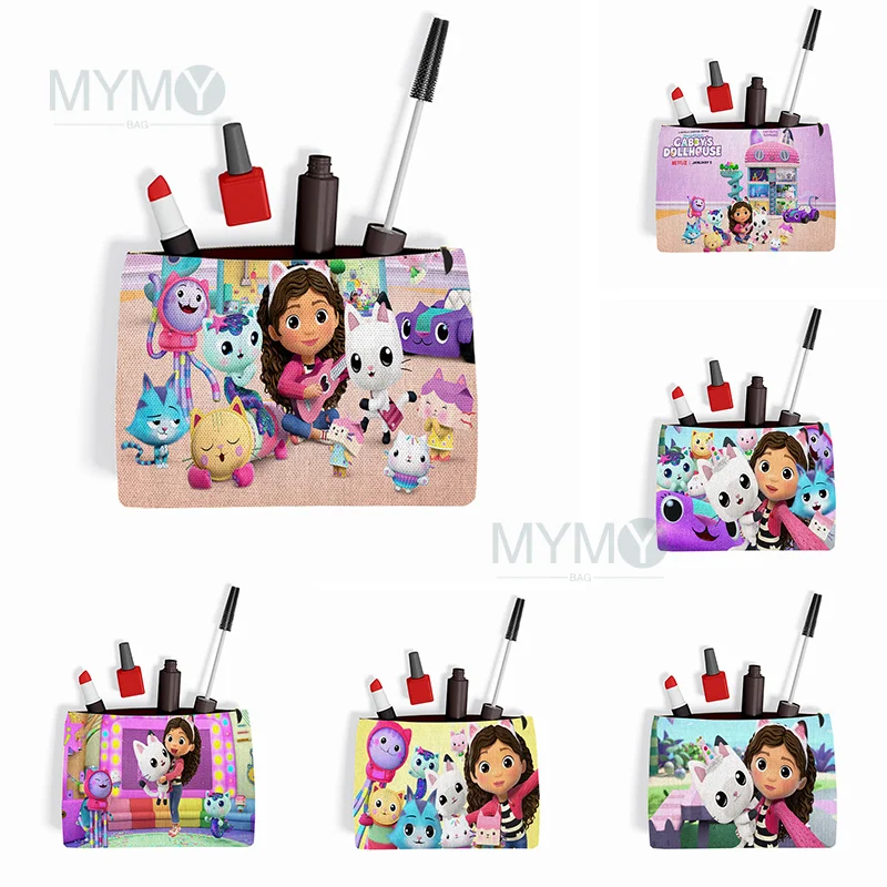

Kids Gabbys Dollhouse Makeup Pouch Cute Kitty Cat Toiletry Bag Cartoon Cosmetic Organizer for Women Storage Children Pencil Case
