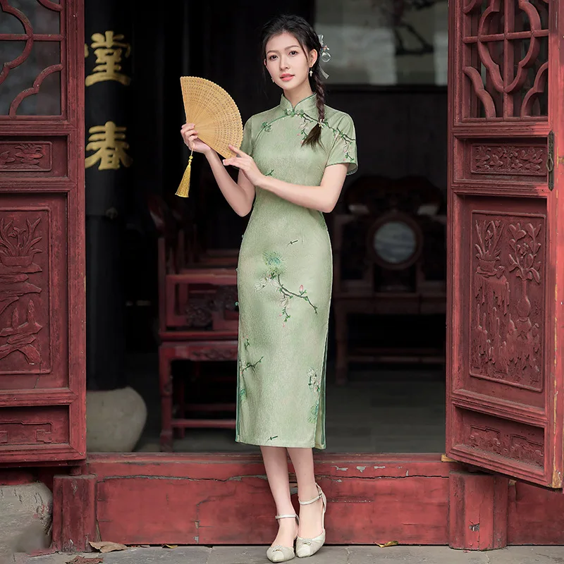 2023 весеннее нежное платье-Ципао в китайском стиле для девушек простой вечерний