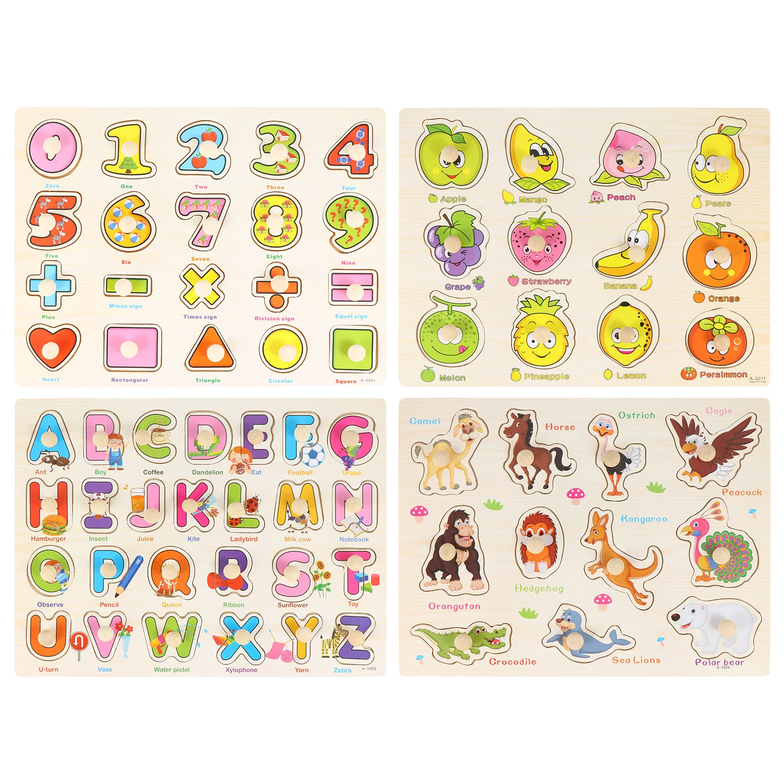 

4Pcs Wooden Educational Kids Puzzle Kids Educational Puzzle Colorful Kids Puzzle Educational Plaything for Kids Home