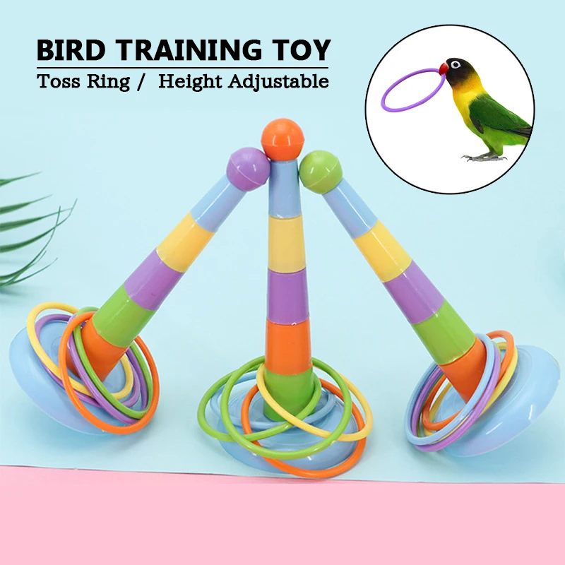 Cute Parrot Toy Puzzle Mini Colorful Ring Parrot Chewing Toy Bird Toy Interactive Ring Training Parrot Ferrule Decoration