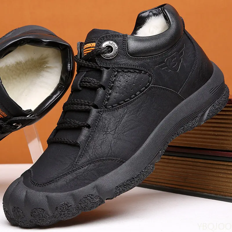 

Spring Men Hiking Shoes Men Plush Super Warm Snow Boots For Men Hiking Sneakers Men Ankle Boots Outdoor Mountain Climbing Shoes