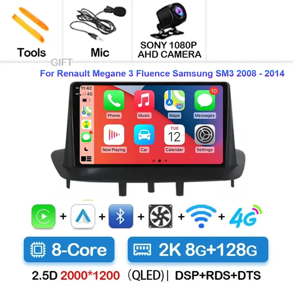 

Автомагнитола на Android 14 для Renault Megane 3 Fluence 2008-2014, мультимедийный видеоплеер, навигация, стерео, DVD, Carplay, головное устройство, Wi-Fi