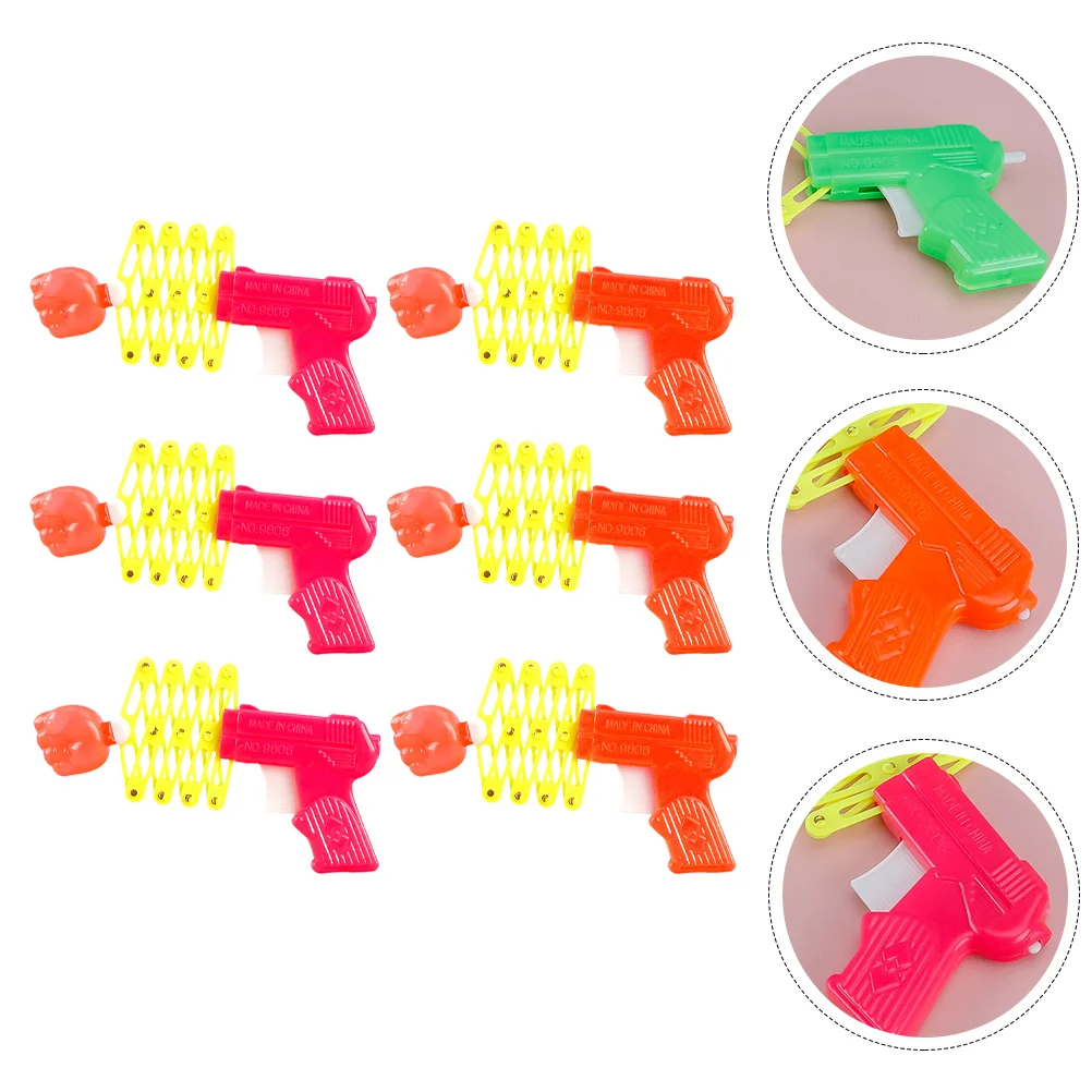 

6 Pcs Filler Toys Kids Trick Spring Retractable Fist Shooter Elastic Plastic Child