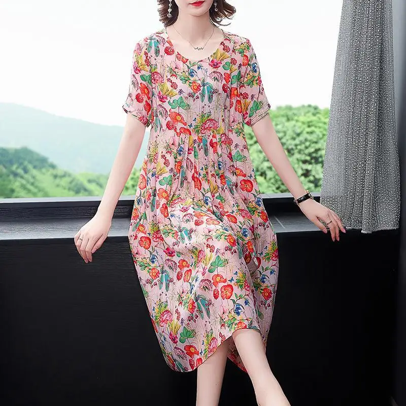 

Женское винтажное платье с круглым вырезом, большие размеры