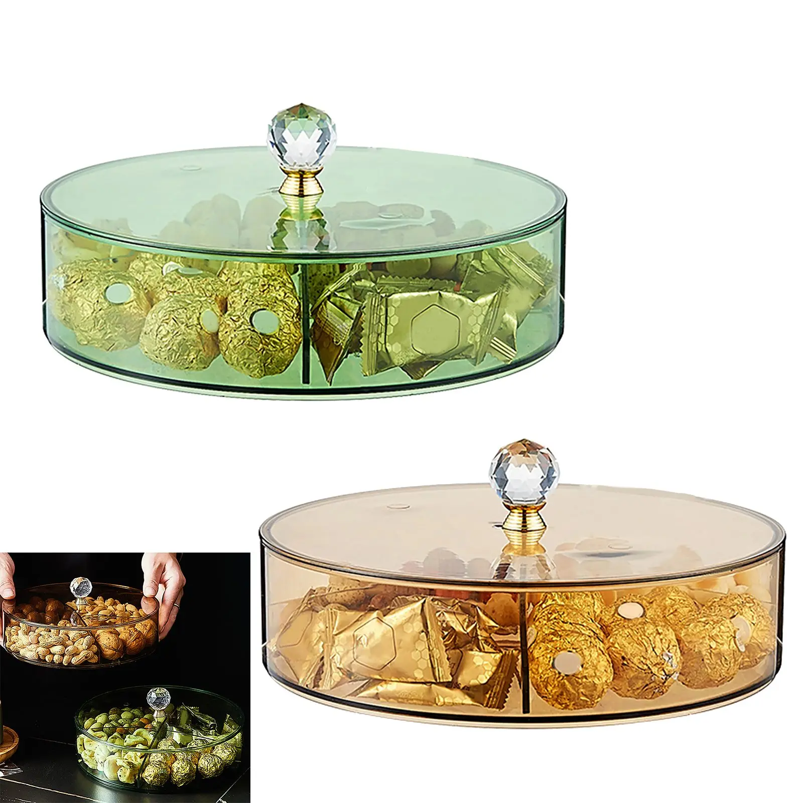 

1*Dried Fruit Tray With Lid Living Room Desktop Nut Snacks Candy Food Storage Box Houshold Storage Supplies
