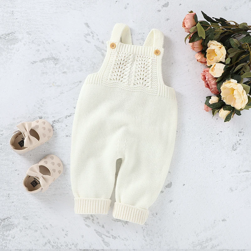 Baby Romper Set Knit Autumn Newborn Girl Boy Long Sleeve Coat Jumpsuit Outfit Hat 3PC Fashion Solid Infant Clothing Suit Sweater images - 6
