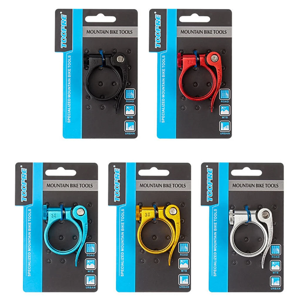 Bike Seat Post Clamp Aluminum Alloy Bicycle Quick Release Seatpost Tube Clip  Red  34 9mm Inner Diameter
