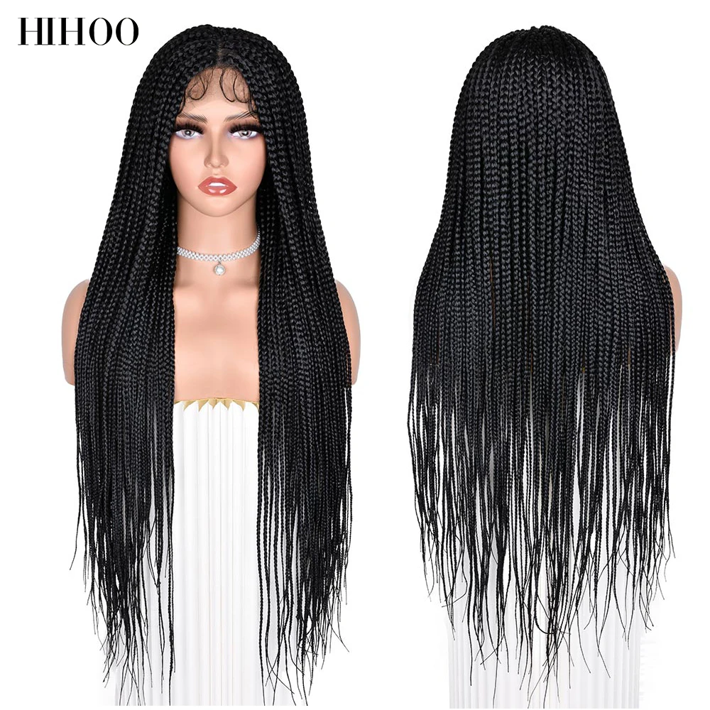 

36-дюймовый полный кружевной передний без узлов, Плетеный женский супердлинный женский парик для черных волос Hihoo