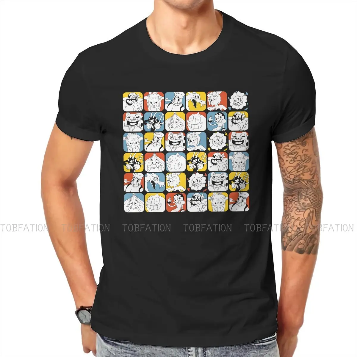 

Cuphead Mugman Game Men's TShirt All Bosses Distinctive T Shirt Original Streetwear New Trend