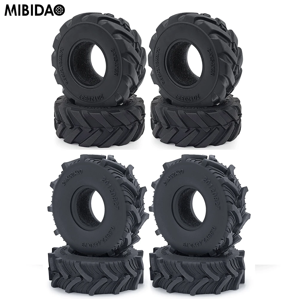 

Mibidao 4Pcs 1.0"Mud Terrain Soft Rubber Wheel Tires for Axial SCX24 90081 AXI00001 002 004 005 006 1/24 RC Crawler Wheel Parts