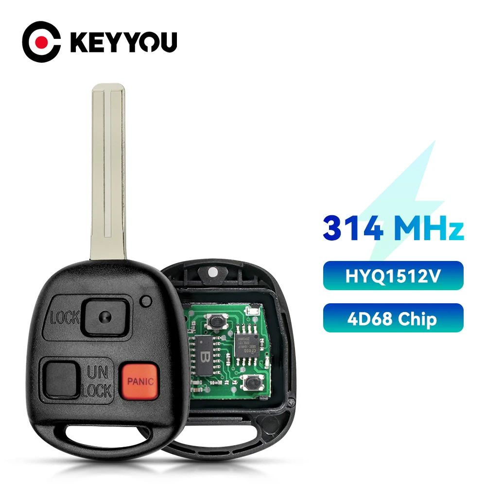 Брелок KEYYOU Fob с 3 кнопками 314 МГц 4D67 4D68 чип FCCID HYQ1512 для Lexus GX470 LX470 2003-2009 дистанционный