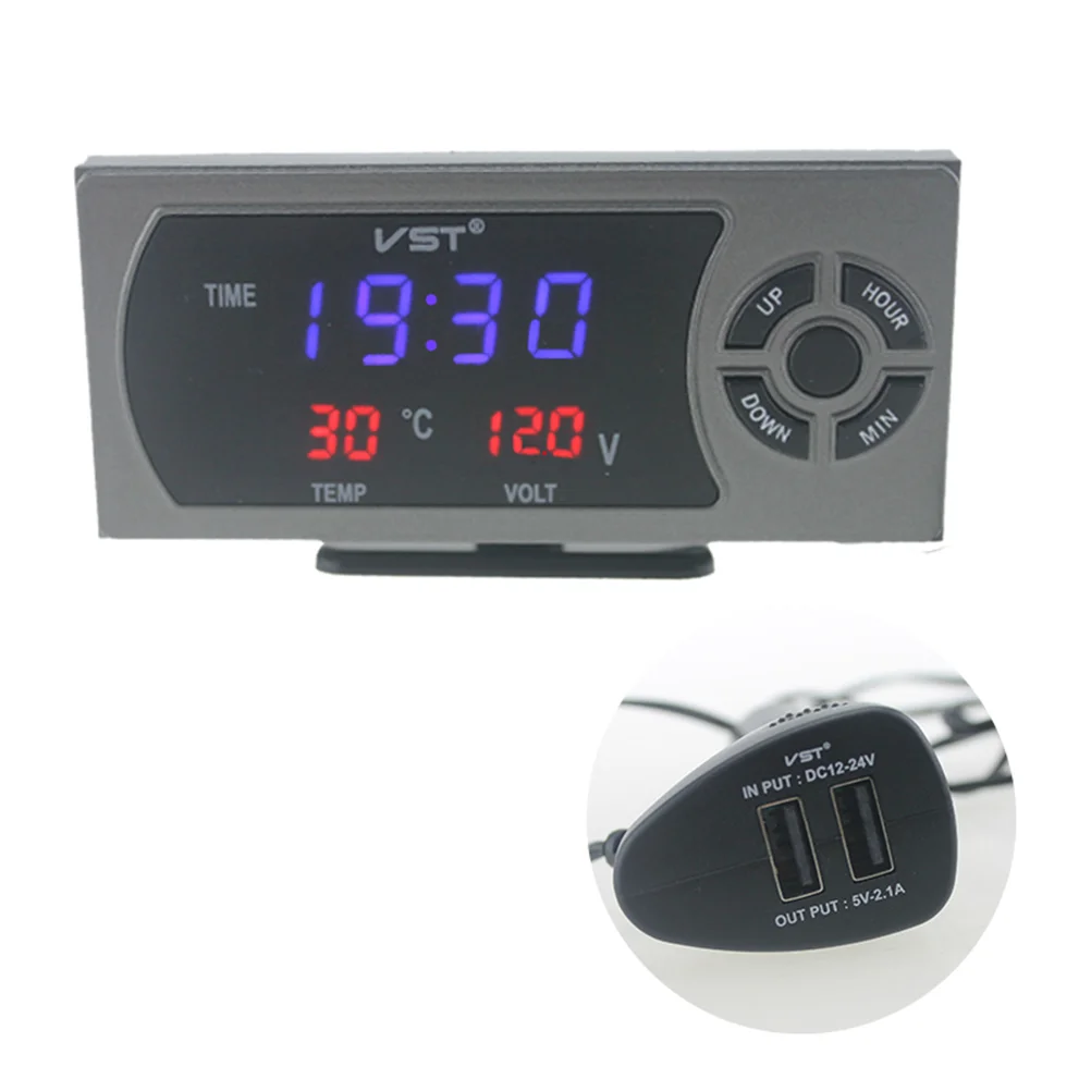 

1PC 3 in 1 12-24V Plastic Practical Digital Clock Digital Car for Car Vehicle