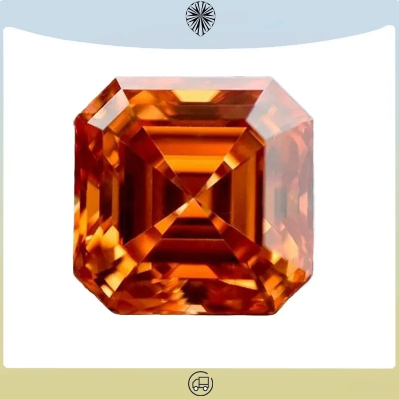 Муассанит-камень Asscher огранки оранжевого цвета свободный драгоценный камень