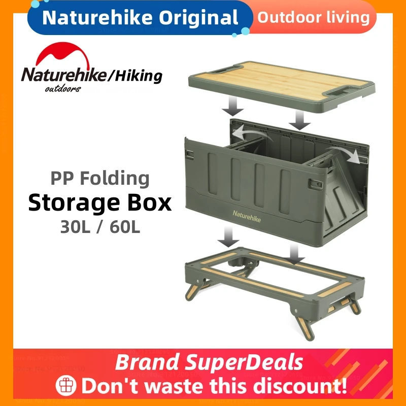 

Naturehike 30L/60L открытый кемпинг PP складной ящик для хранения портативный большой емкости путешествия ящик для хранения кемпинга оборудование для хранения